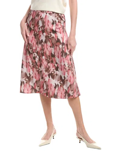 Misook Printed Crepe De Chine Pull-on Midi Skirt In Yellow