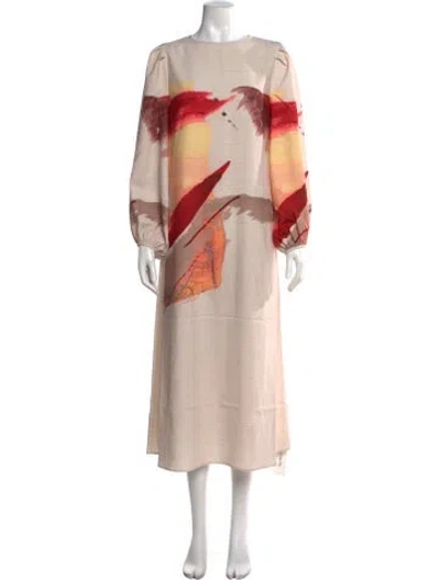 Pre-owned Misook Printed Long Dress W/ Tags In Neutrals