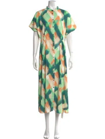 Pre-owned Misook Printed Long Dress W/ Tags In Neutrals
