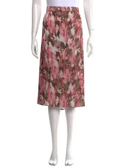 Pre-owned Misook Printed Midi Length Skirt W/ Tags In Pink