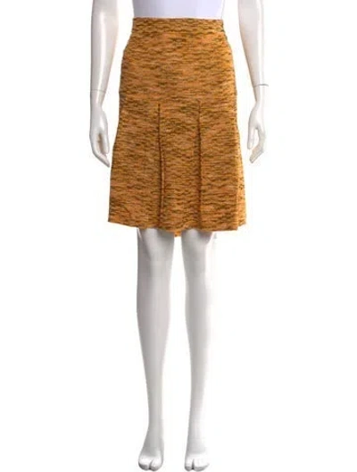 Pre-owned Misook Printed Mini Skirt W/ Tags In Yellow