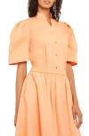 Misook Puff Sleeve Front Button Shirt In Yellow