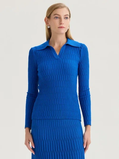 Misook Raised Geometric Soft Knit Tunic In Blue