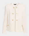 Misook Relaxed Lightweight Soft Tweed Knit Jacket In White