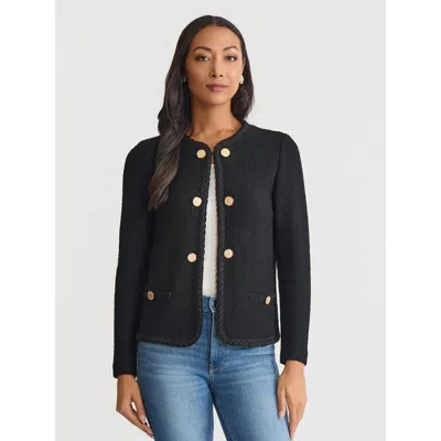 Misook Relaxed Lightweight Soft Tweed Knit Jacket In Black