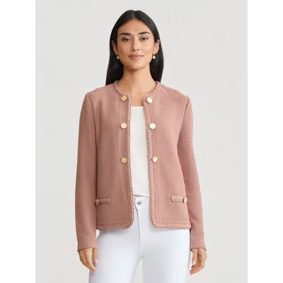 Misook Relaxed Lightweight Soft Tweed Knit Jacket In Pink