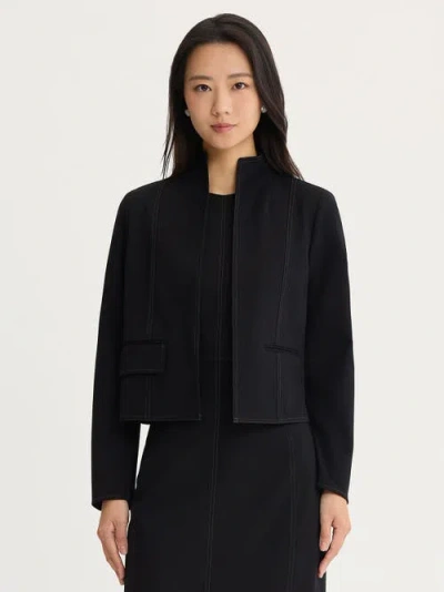 Misook Relaxed Luxestretch Ponte Contrast Stitch Jacket In Multi