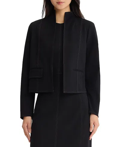 Misook Relaxed Luxestretch Ponte Contrast Stitch Jacket In Burgundy