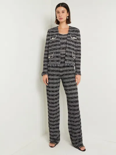 Misook Rhinestone Accent Tweed Knit Jumpsuit In Multi