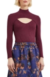 Misook Modern Fit Convertible Ribbed Soft Knit Top In Sangria