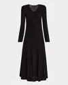 Misook Ribbed Knit Fit-&-flare Midi Dress - Modern Fit In Black