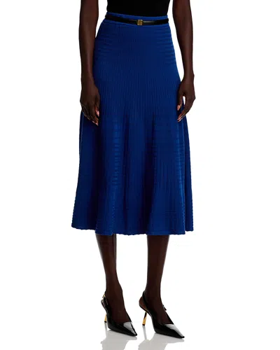 Misook Ribbed Midi Skirt In Blue