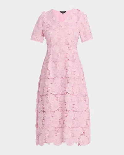 Misook Scalloped A-line Floral Lace Midi Dress