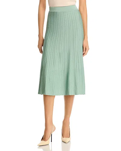 Misook Scalloped Rib Knit A Line Skirt In Green