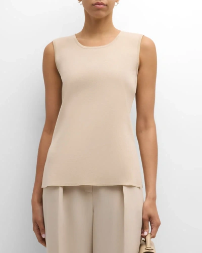 Misook Scoop-neck Classic Knit Tank Top In Biscotti