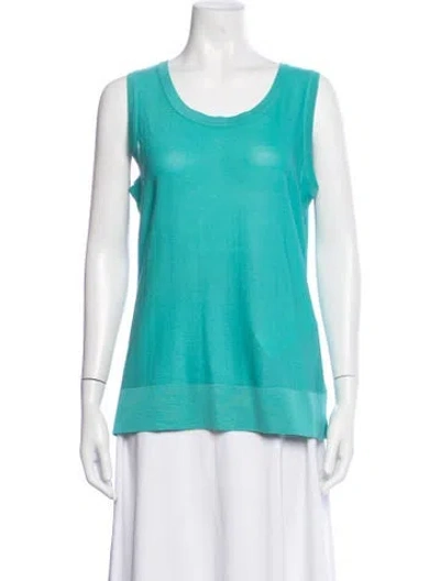 Pre-owned Misook Scoop Neck Sleeveless Top In Blue