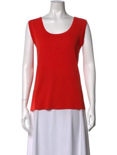 Pre-owned Misook Scoop Neck Sleeveless Top In Orange
