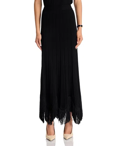 Misook Sculptural Fringe Hem Skirt In Black