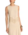 Misook X Lani Lynn Fringe Trim Knit Sleeveless Top In Neutral