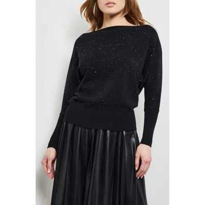 Misook Sequin Cashmere Sweater In Black