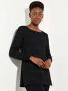 Misook Sequin Grid Soft Recycled Knit Tunic In Black