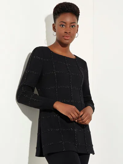 Misook Sequin Grid Soft Recycled Knit Tunic In Black