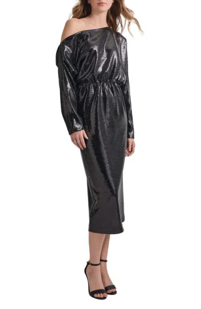 MISOOK MISOOK SEQUIN NOVELTY ONE-SHOULDER LONG SLEEVE DRESS