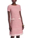 Misook Fringe-trim Melange Knit Shift Dress