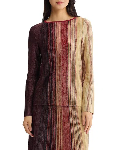 Misook Shimmer Lurex Knit Tunic In Brown