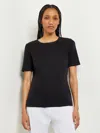 Misook Short Sleeve Knit Tunic, Black In Black