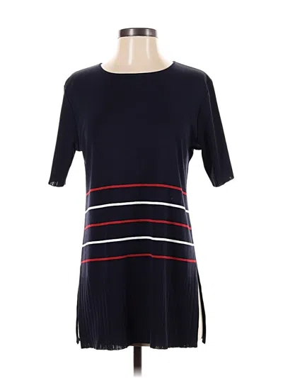 Pre-owned Misook Short Sleeve Top Blue Boatneck Tops