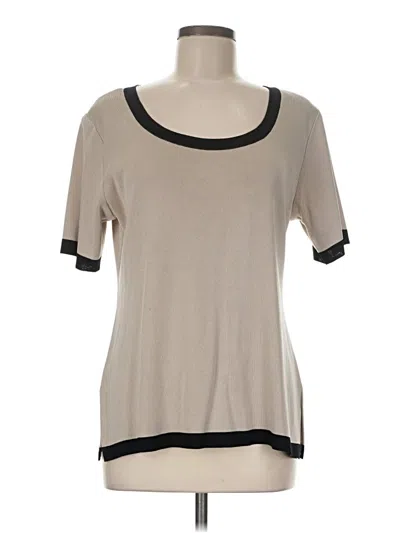 Pre-owned Misook Short Sleeve Top Tan Scoop Neck Tops