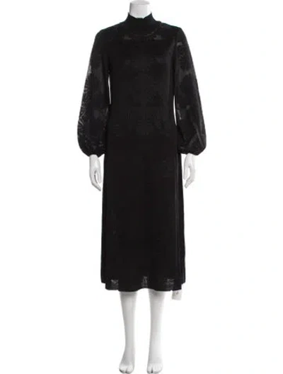 Pre-owned Misook Silk Midi Length Dress W/ Tags In Black
