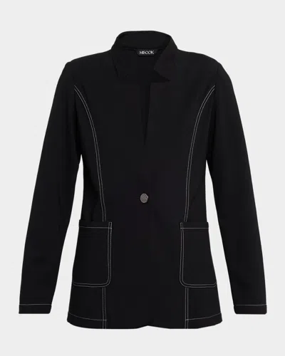 Misook Single-button Ponte Blazer In Black