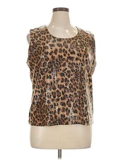 Pre-owned Misook Sleeveless Blouse In Brown