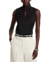 Misook Pima Cotton Sleeveless Stand Collar Shirt