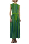 Misook Modern Fit Sleeveless Rib Knit Dress In Satin Sky/matisse Green