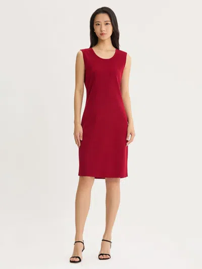 Misook Sleeveless Sheath Knit Dress In Red