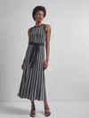Misook Sleeveless Soft Ribbed Knit Belted Maxi Dress - Modern Fit In Multi