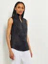 Misook Sleeveless Stretch-cotton Blouse In Black