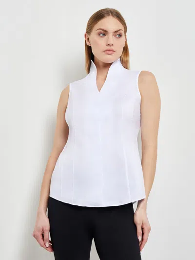 Misook Sleeveless Stretch Cotton Blouse, White
