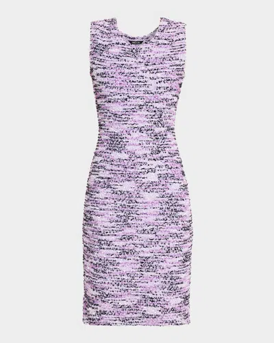 Misook Sleeveless Textured Tweed Dress In Pattern