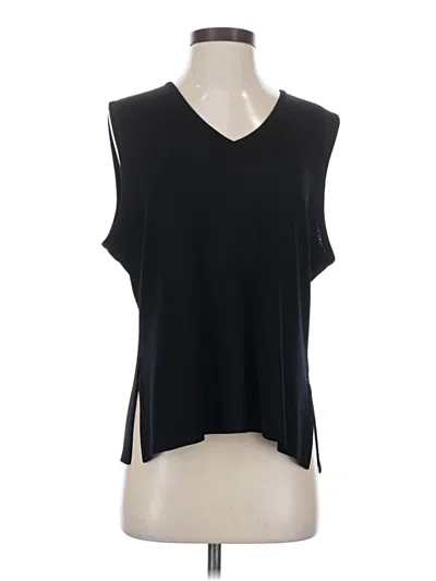 Pre-owned Misook Sleeveless Top Black V Neck Tops