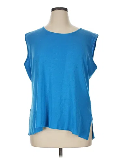 Pre-owned Misook Sleeveless Top Blue Boatneck Tops