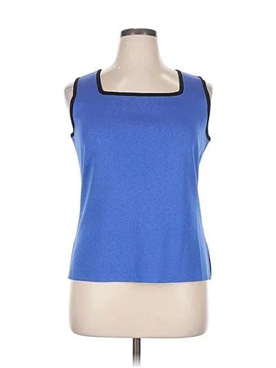 Pre-owned Misook Sleeveless Top Blue Scoop Neck Tops
