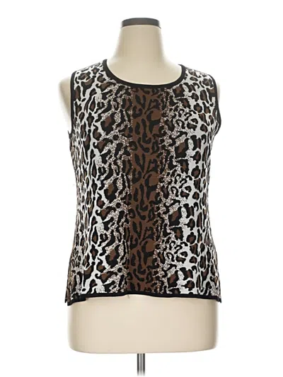 Pre-owned Misook Sleeveless Top Brown Scoop Neck Tops