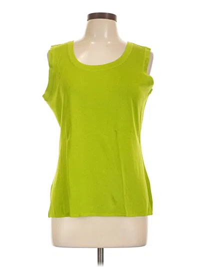 Pre-owned Misook Sleeveless Top Green Scoop Neck Tops