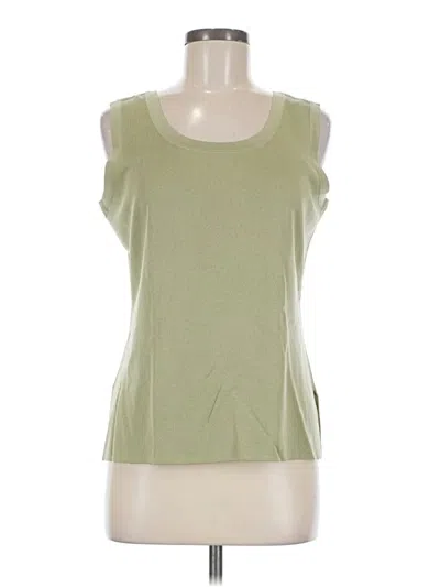 Pre-owned Misook Sleeveless Top Green Scoop Neck Tops