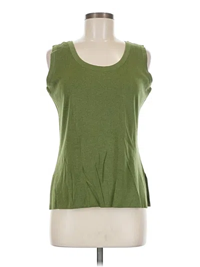 Pre-owned Misook Sleeveless Top Green Scoop Neck Tops