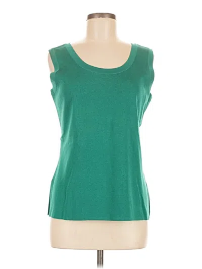 Pre-owned Misook Sleeveless Top Green Scoop Neck Tops